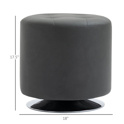 HOMCOM 360° Swivel Foot Stool Round - Gray
