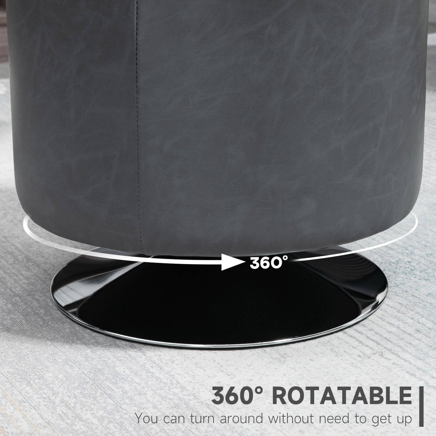 HOMCOM 360° Swivel Foot Stool Round - Gray on a light gray floor.