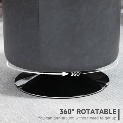 HOMCOM 360° Swivel Foot Stool Round - Gray on a light gray floor.