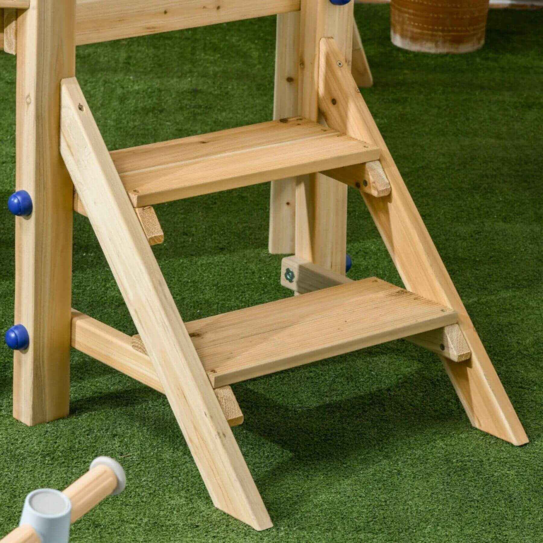 Ladder of Outsunny 3 in 1 Wooden Outdoor Playset