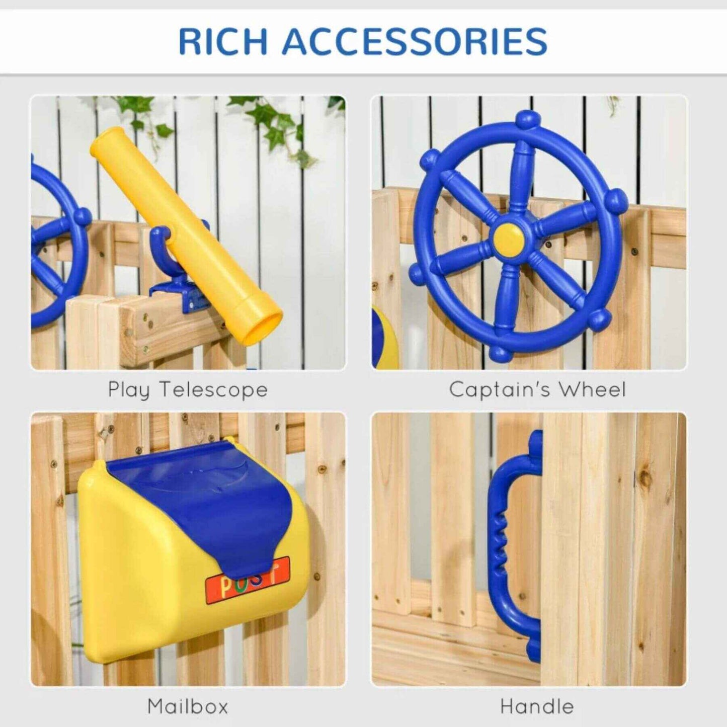 Details of Outsunny 3 in 1 Wooden Outdoor Playset