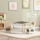 Qaba 3pc Kids Table and Chair Set Natural Wood