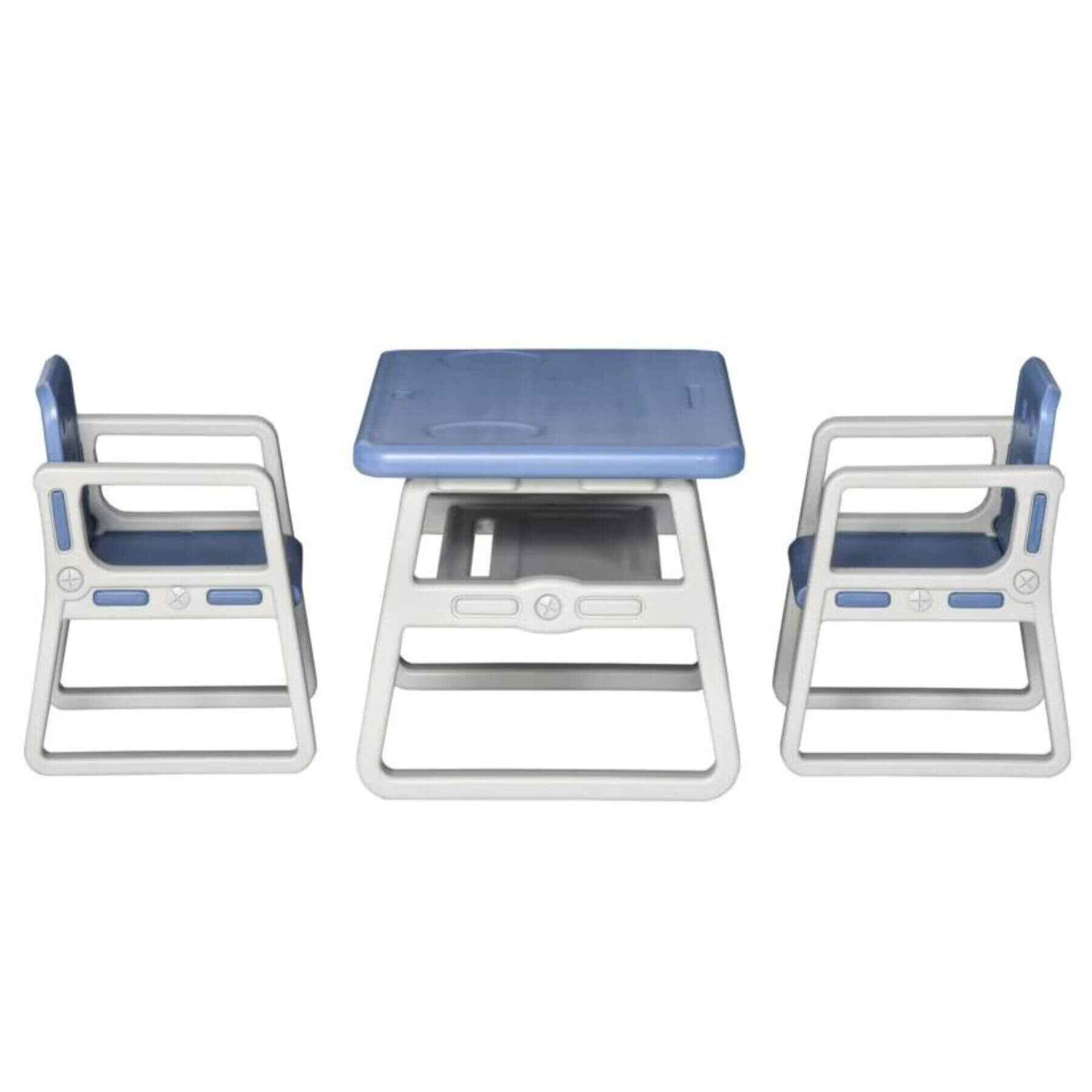 Qaba 3-Piece Kids Table and Chair Set Writing Desk with Armrest Blue