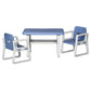 Qaba 3-Piece Kids Table and Chair Set Writing Desk with Armrest Blue