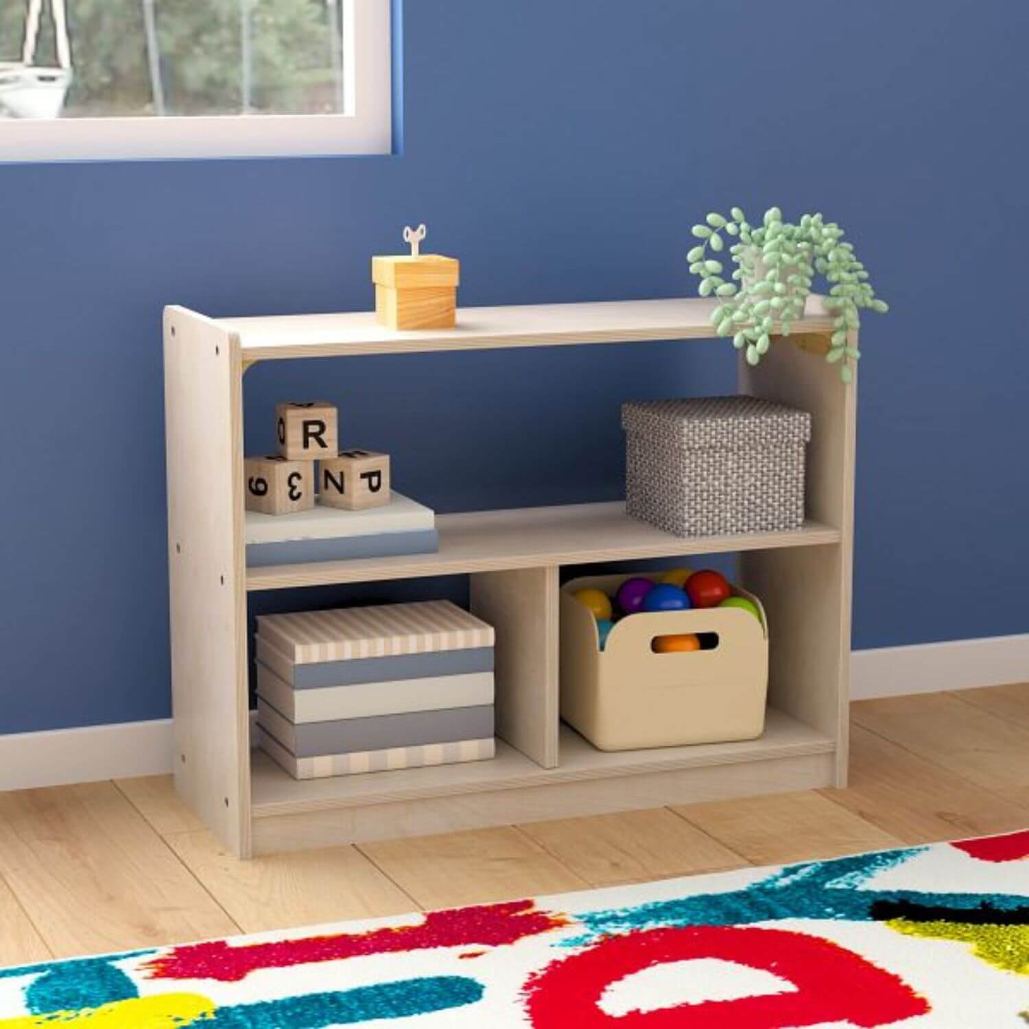 Flash Furniture Bright Beginnings 3 Section Wooden Classroom Storage Cabinet