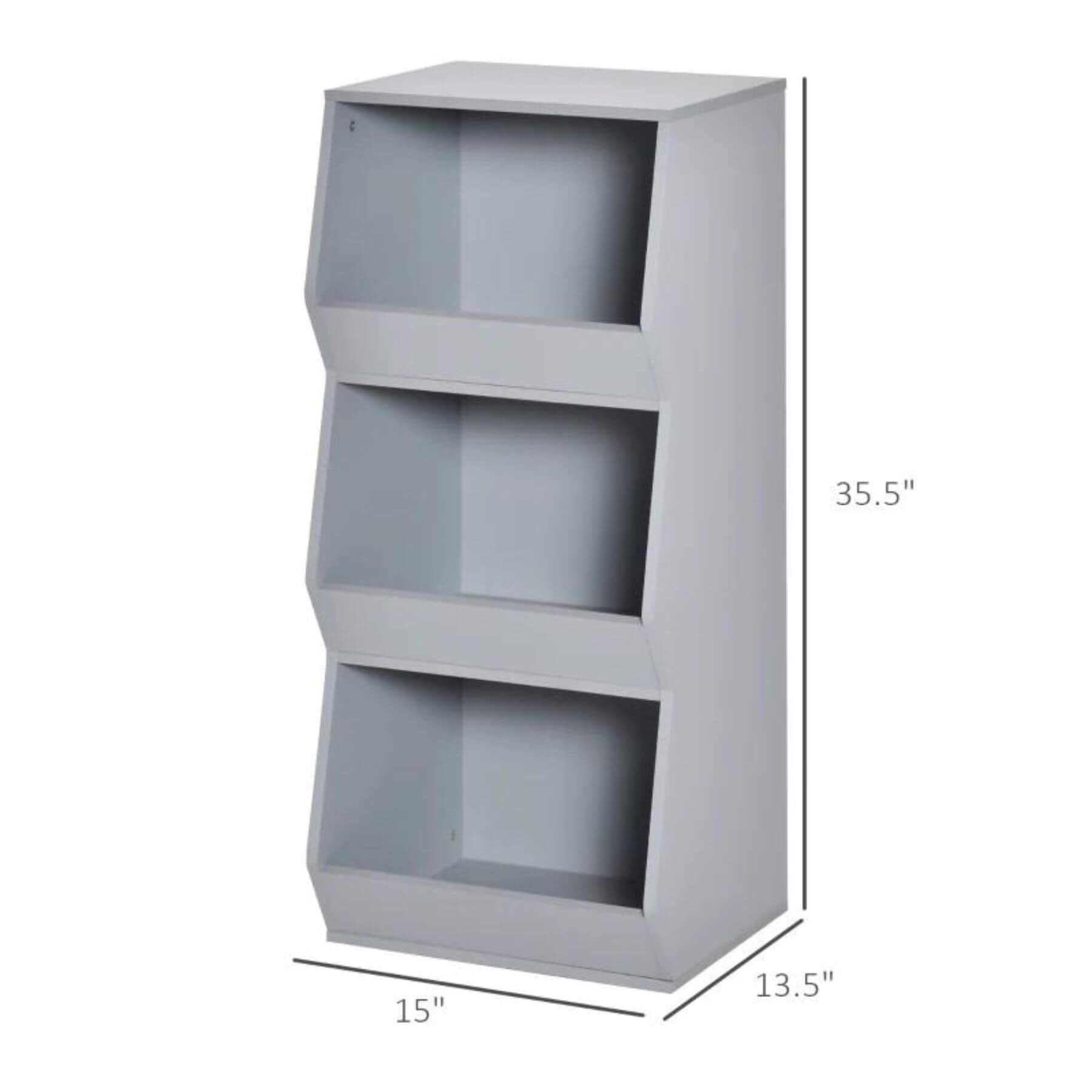 HOMCOM 3 Shelf Organizer for Kids 3 Years Old & Up Grey