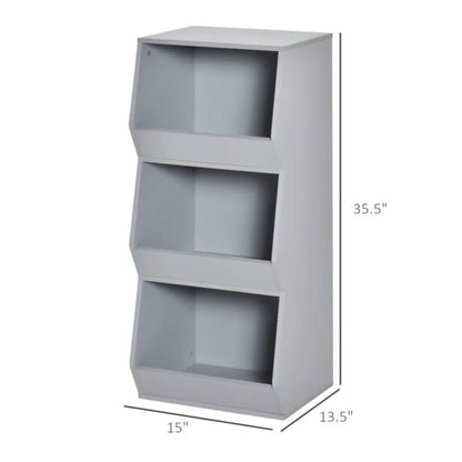 HOMCOM 3 Shelf Organizer for Kids 3 Years Old & Up Grey