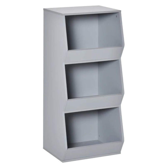 HOMCOM 3 Shelf Organizer for Kids 3 Years Old & Up Grey