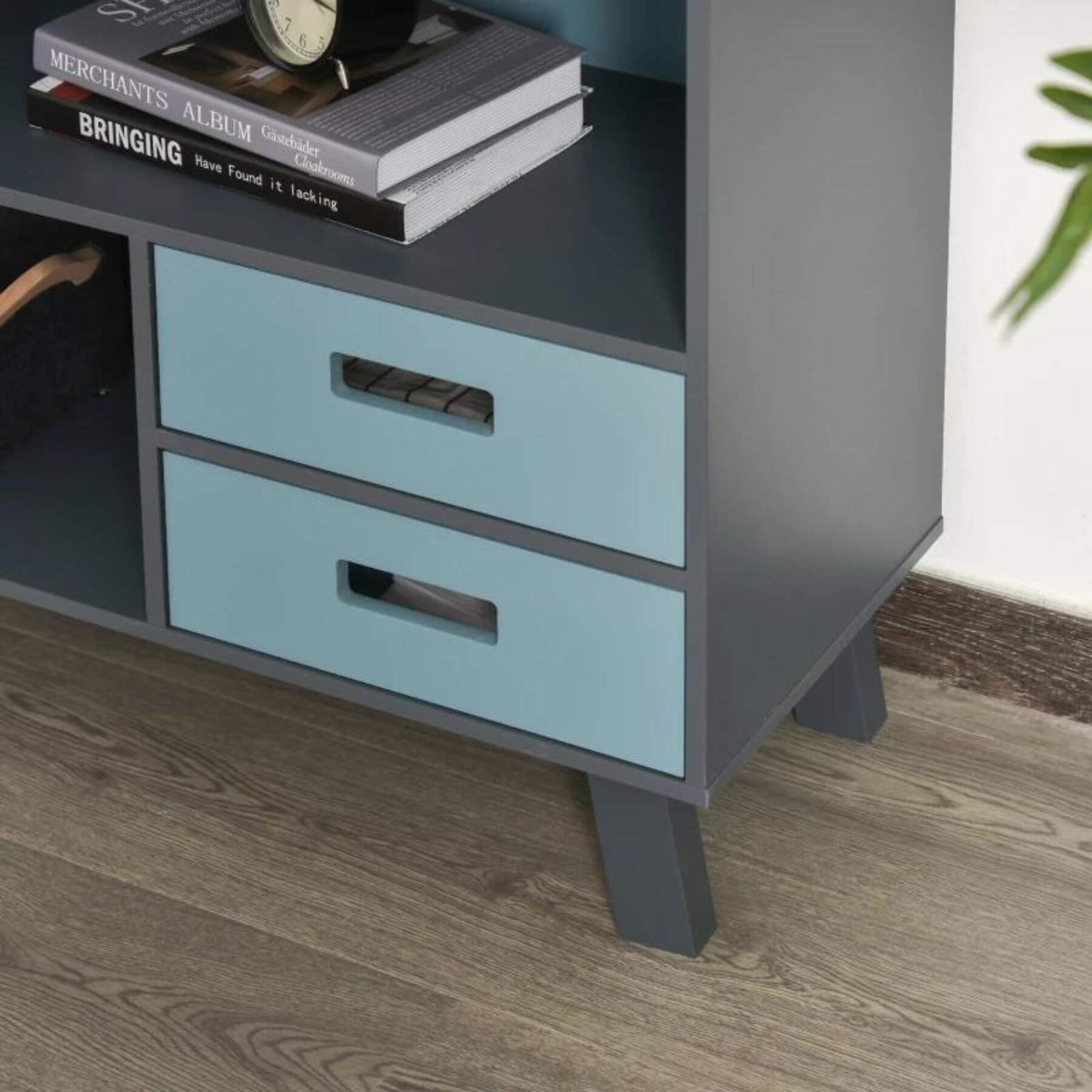 Detail of HOMCOM 3-Tier Child Bookcase Dark Blue