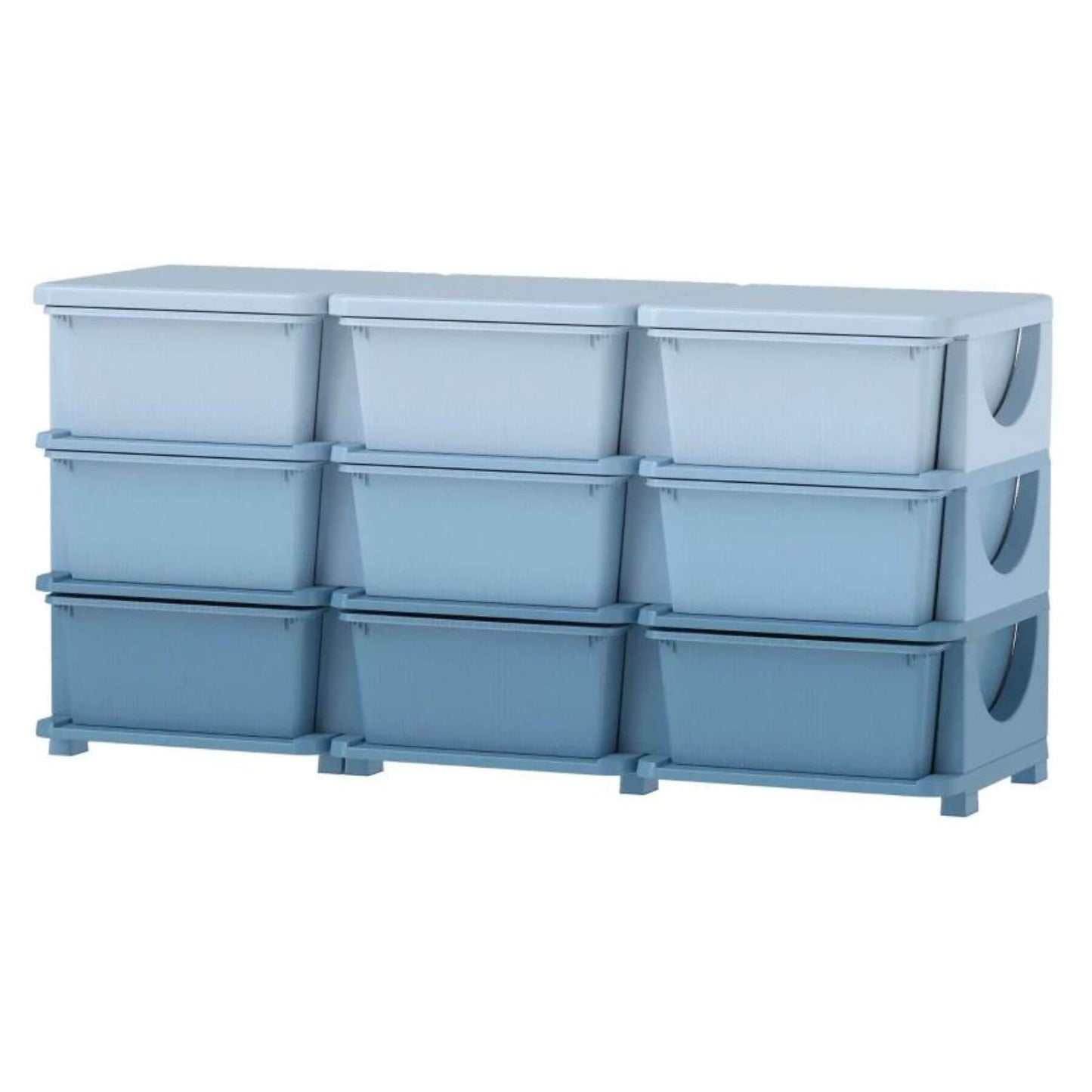 Qaba 29.5" 3 Tier Kids Storage Unit Dresser Tower w/ 9 Drawers Blue