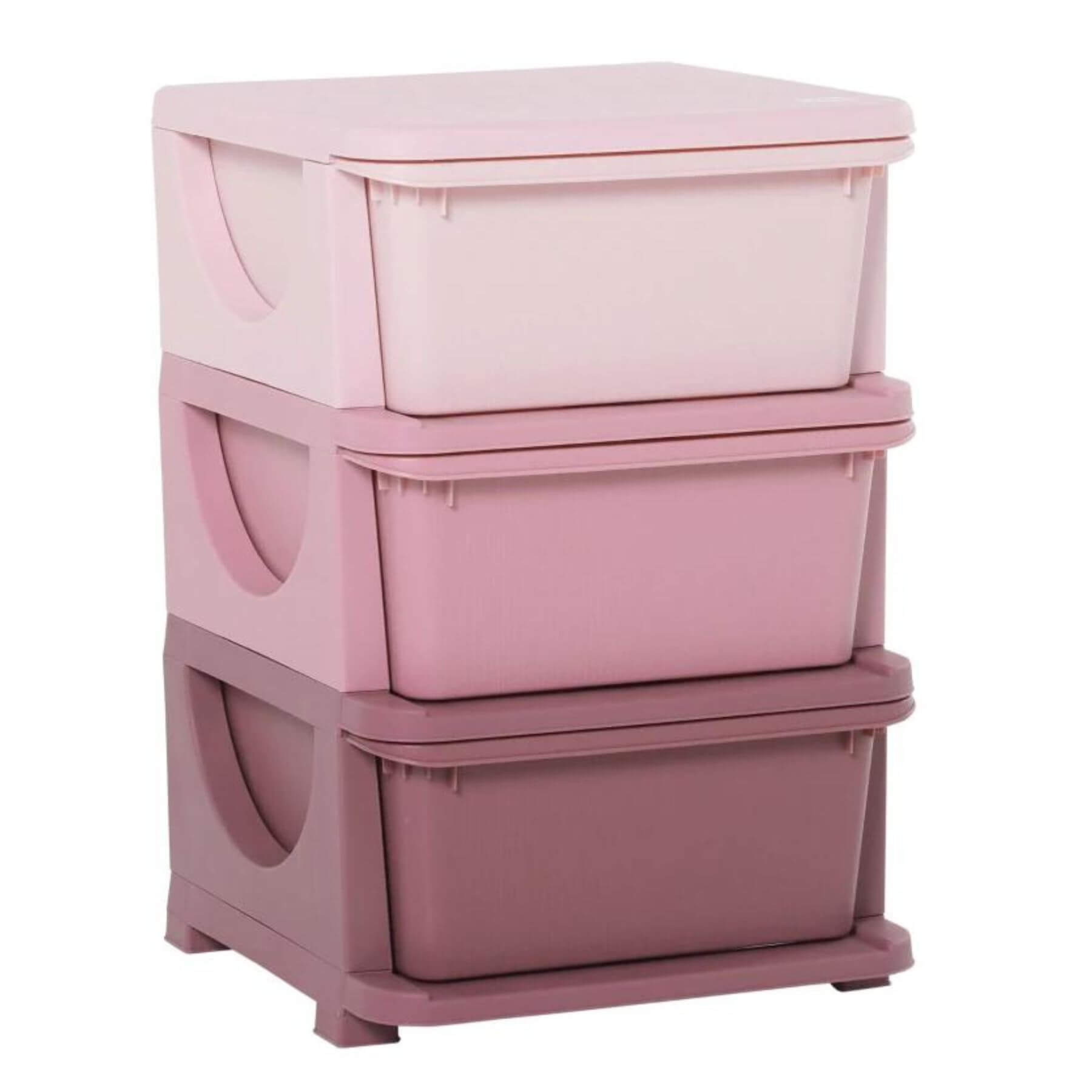 Qaba 3-Tier Kids Storage Unit Dresser Tower with Drawers Chest Pink