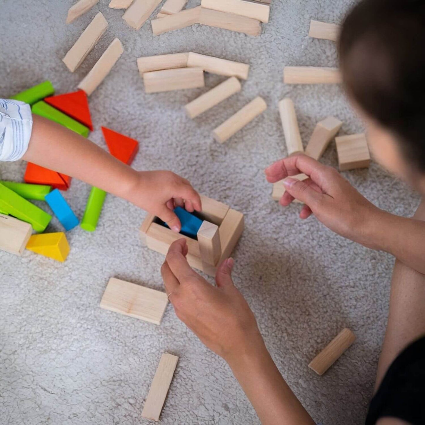 Kids Playing PlanToys 40 Unit Blocks