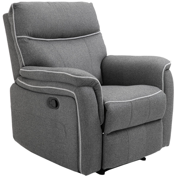 HOMCOM Nursery Rocker Recliner with Thick Padded Headrest & Footrest | Adjustable 150° | Grey