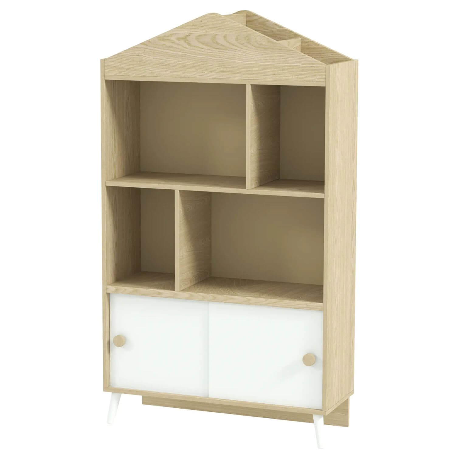 Qaba 4-Cubby Children's Toy Shelf, Kids Bookshelf, White & Wood