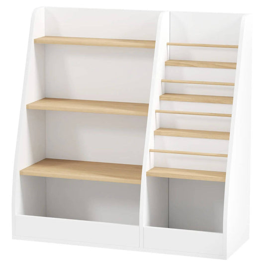 Qaba 4-Tier Kids Bookshelf and Toy Storage Organizer White