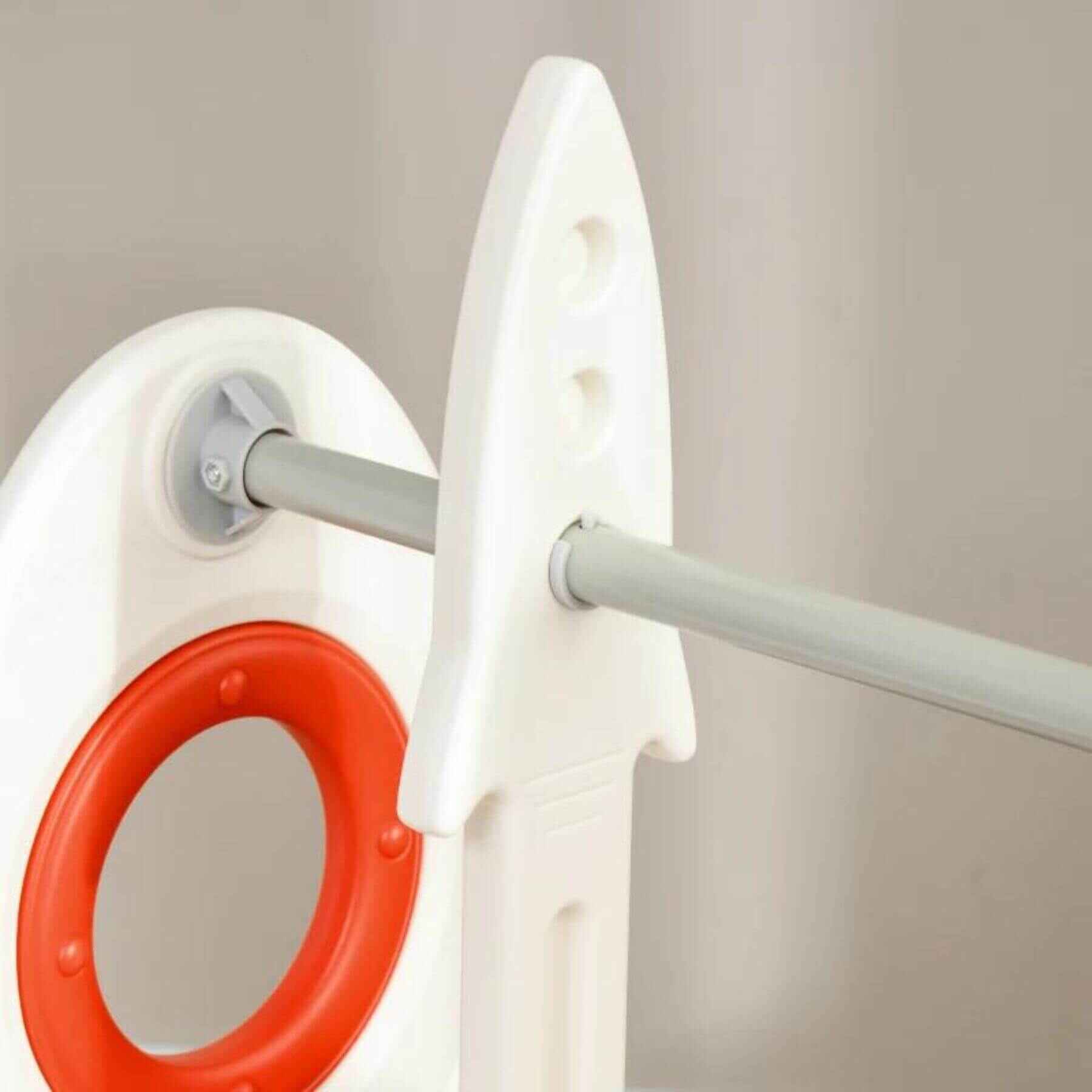 Detail of Qaba 4 in 1 Toddler Swing Set with Slide Red