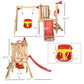 Outsunny 4-in-1 Wooden Swing Set with Swing Red