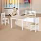 Qaba 4-Piece Kids Table Set with 2 Wooden Chairs, 1 Storage Bench, Natural Wood