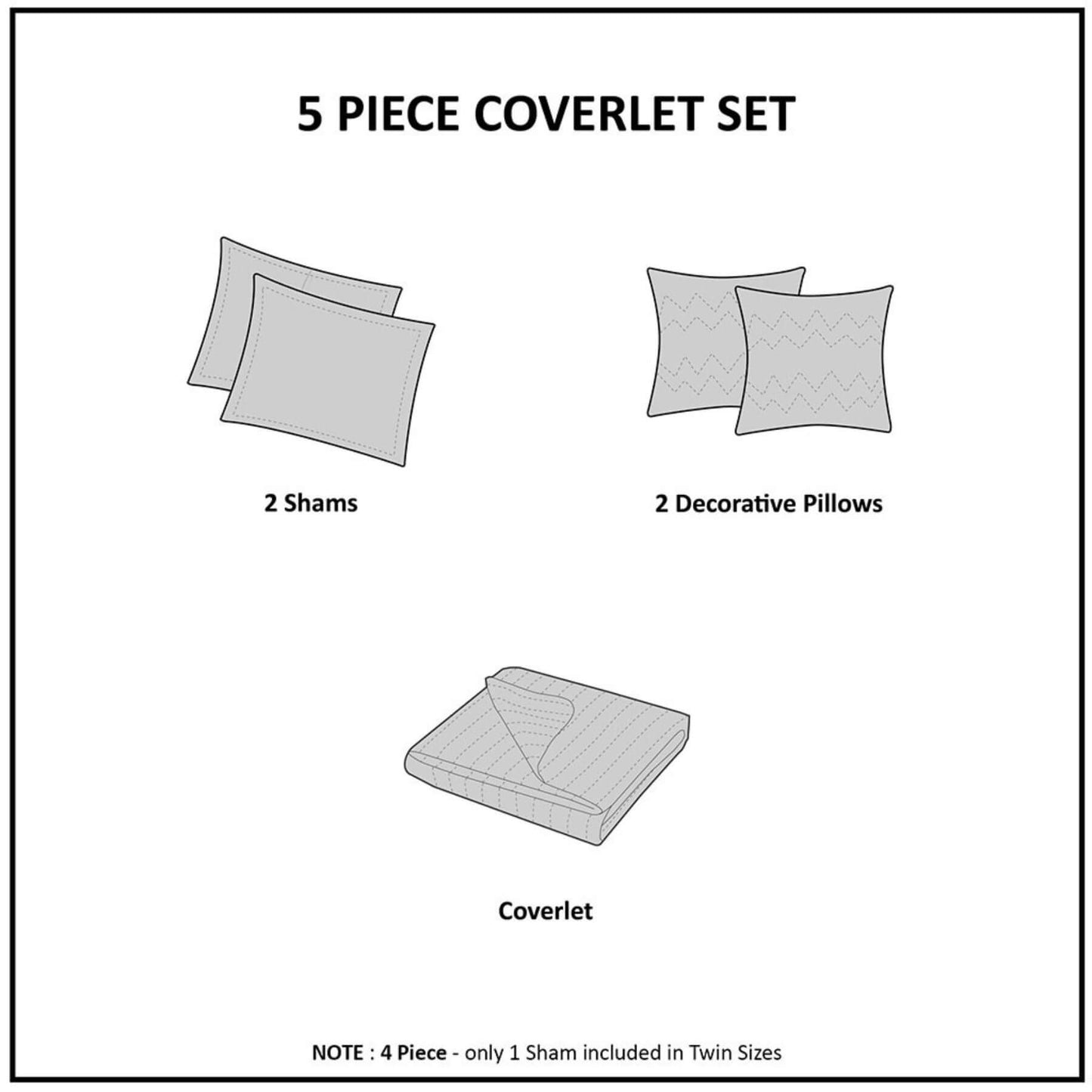 5 Piece Coverlet Set