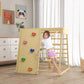 Girl Playing on Qaba 5-in-1 Indoor Jungle Gym Playground Beech Wood