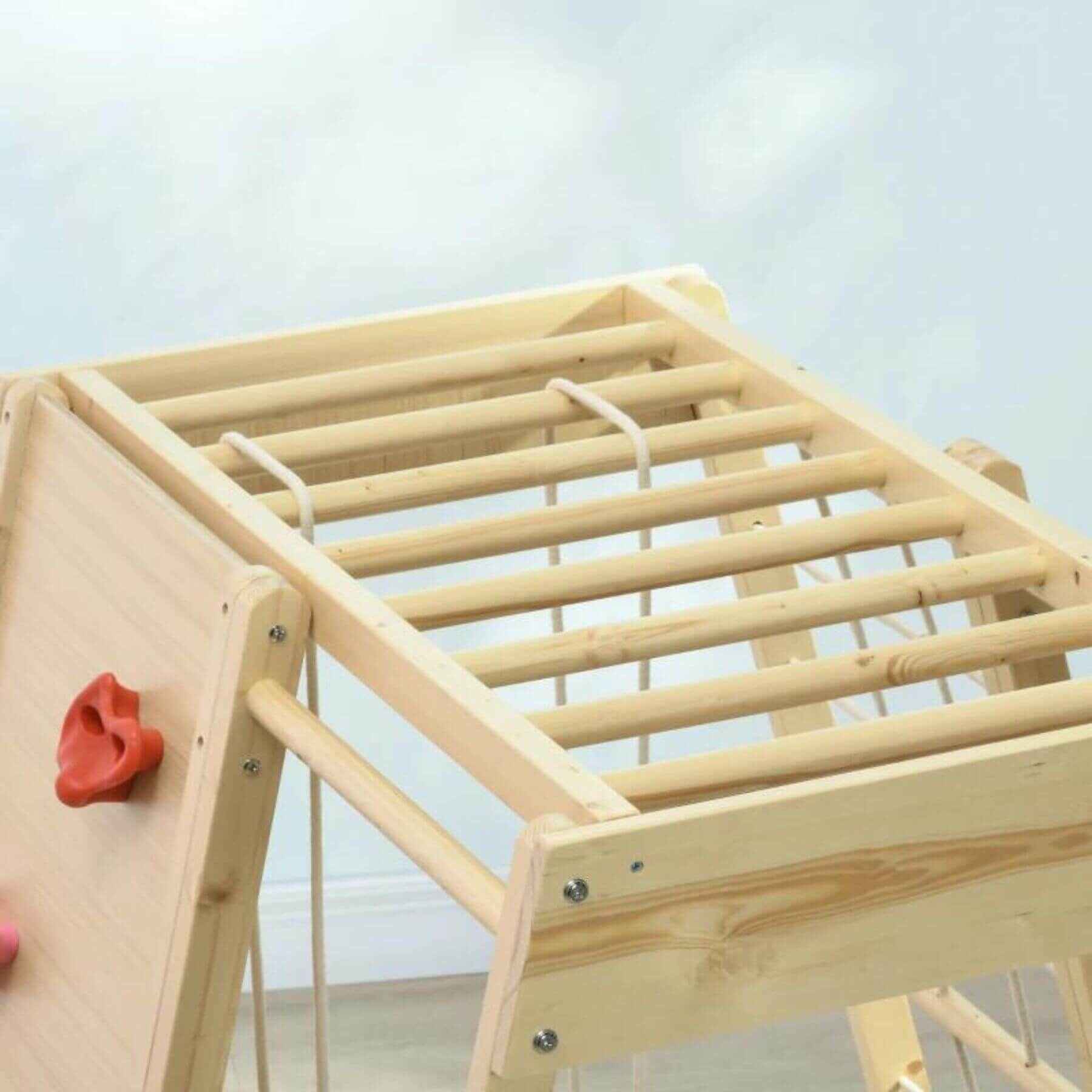 Detail of Qaba 5-in-1 Indoor Jungle Gym Playground Beech Wood