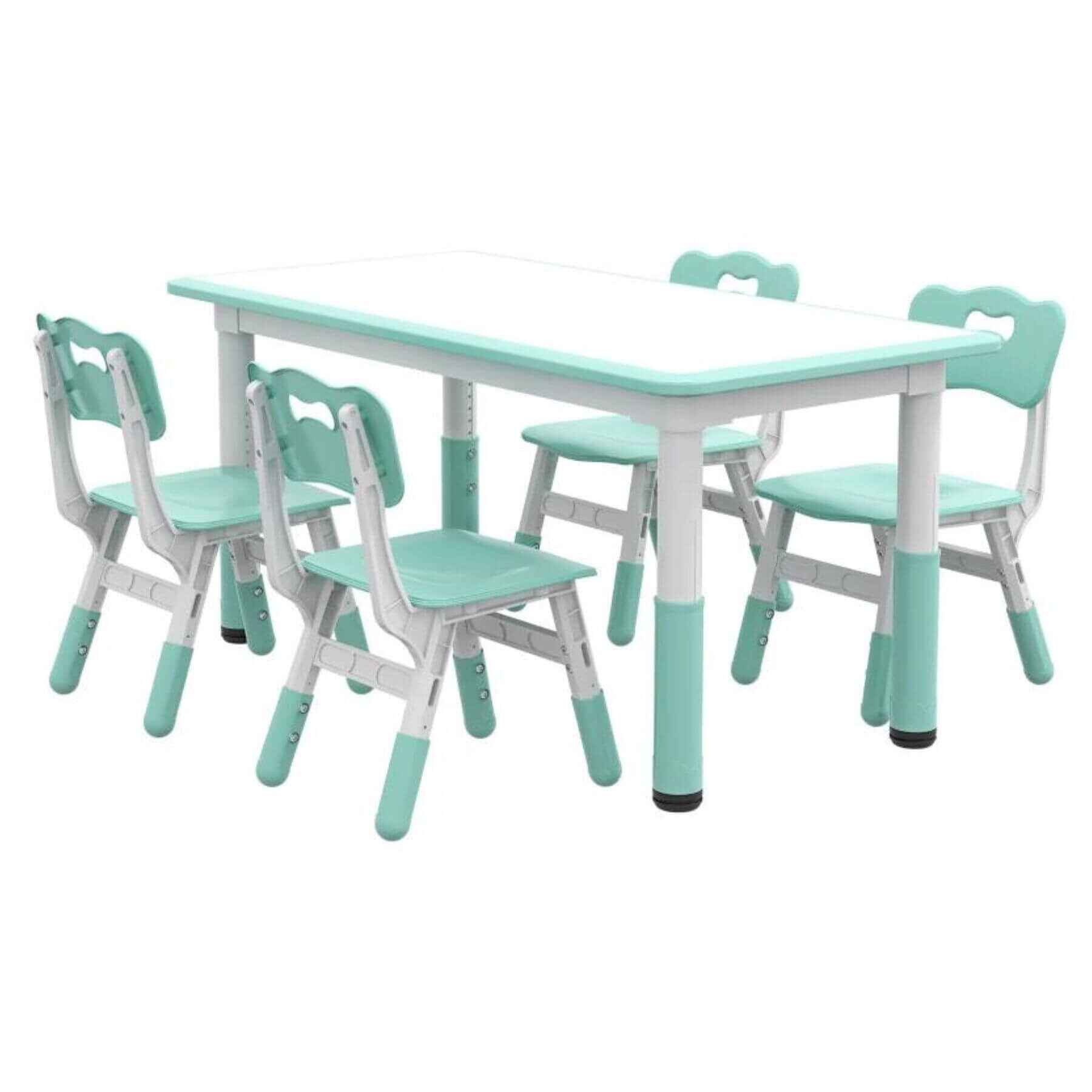 Qaba 5 Piece Toddler Table and Chair Set, Adjustable Height Chairs, Green