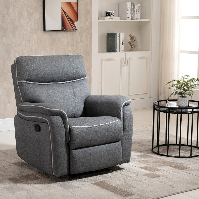 HOMCOM Nursery Rocker Recliner with Thick Padded Headrest & Footrest | Adjustable 150° | Grey