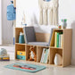 HOMCOM 6-Cubby Kids Bookcase with Reading Nook and Cushion Natural