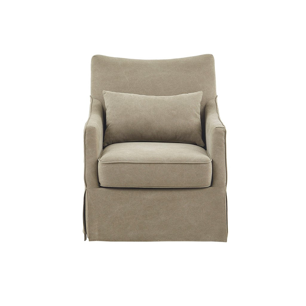 Martha Stewart London Skirted Swivel Chair | Tan