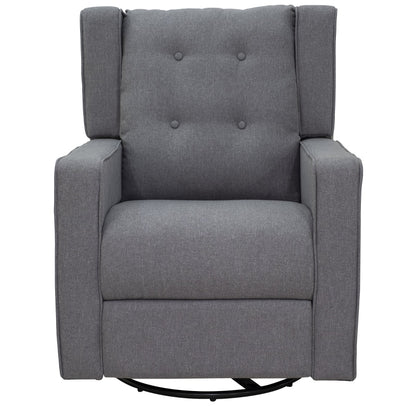 HOMCOM Nursery Recliner | Grey Linen Swivel Glider