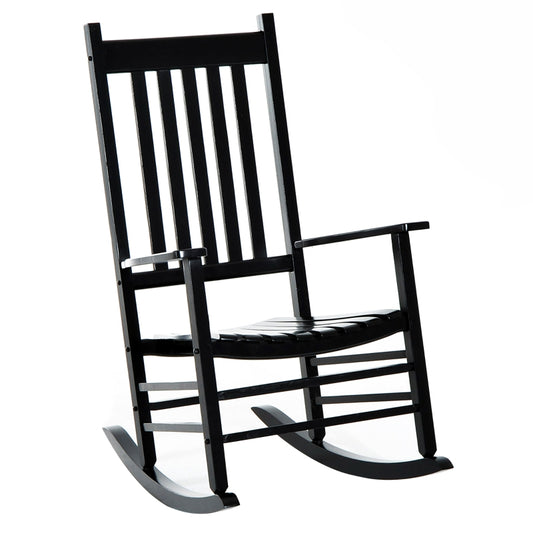 Outsunny Indoor/Outdoor Rocking Chair, Nusery Rocking Chair for Living Room or Bedroom, Slatted for Indoor, Backyard & Patio, Black