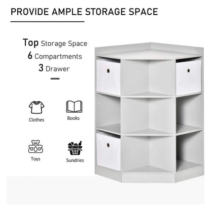 HOMCOM 9-Cube Kids Corner Storage Toy Cabinet Organizer Grey