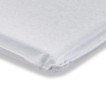 A close-up of AFG Laminated 2" Waterproof Mini Crib Mattress