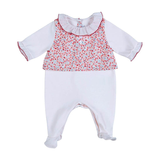 AGATHE | Baby Girls White Floral Organic Cotton Babygrow