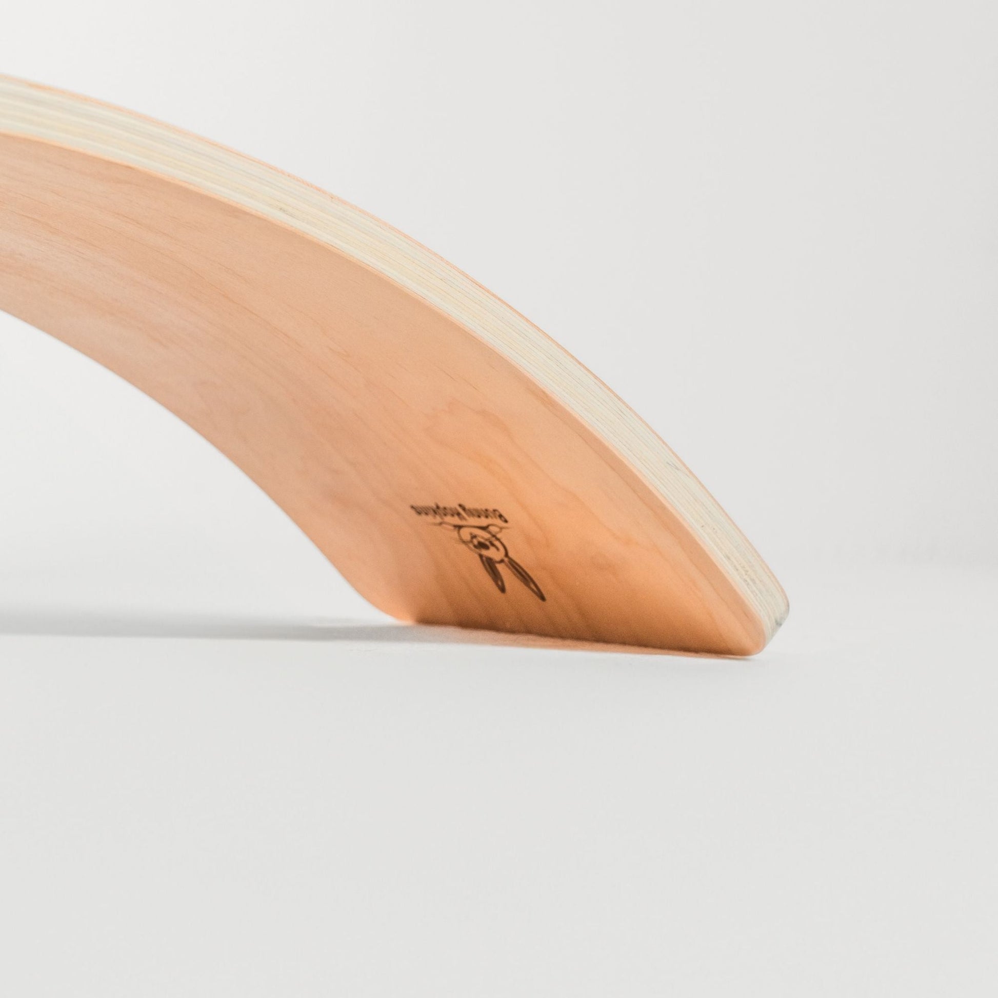 Wooden balance board on a white background