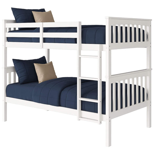 AFG BR Wooden Kids Twin Over Twin Bunk Bed - White