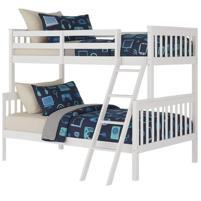 AFG BR Wooden Kids Twin Over Full Bunk Bed - White