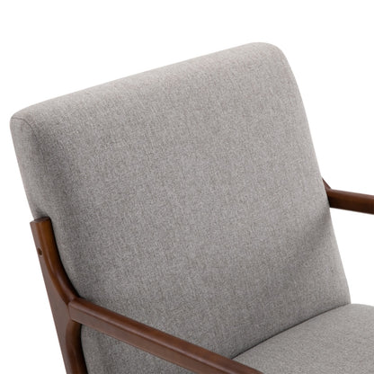 HOMCOM Upholstered Nursery Rocking Armchair | Wood Base & Linen Fabric Seat | Grey