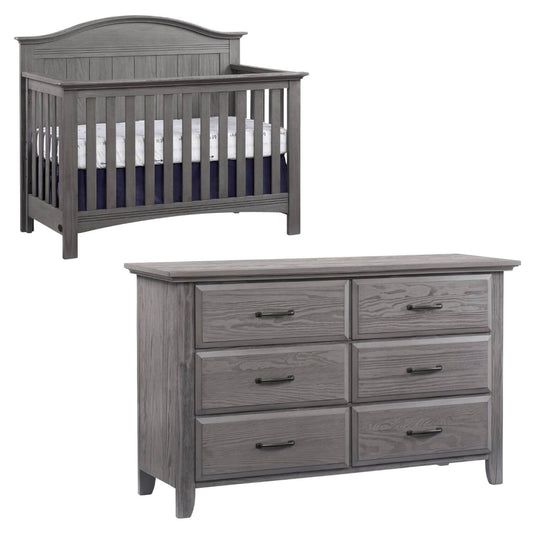 Soho Baby Chandler 2-Piece Nursery Set, 4-in-1 Crib + 6 Drawer Dresser, Graphite Gray