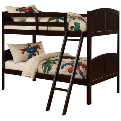 AFG CR Wooden Kids Twin Over Twin Bunk Bed Espresso