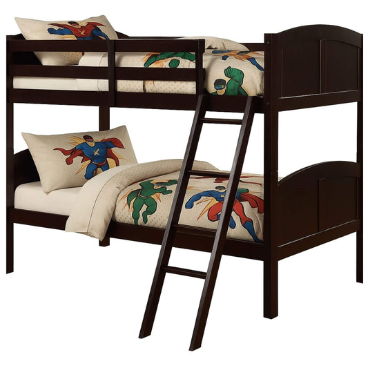 AFG CR Wooden Kids Twin Over Twin Bunk Bed Espresso