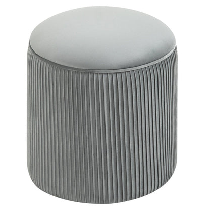 HOMCOM 15" Padded Ottoman Stool for Nursery | Wrinkle Fabric | Grey