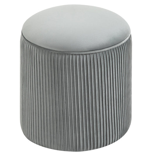 HOMCOM 15" Padded Ottoman Stool for Nursery | Wrinkle Fabric | Grey