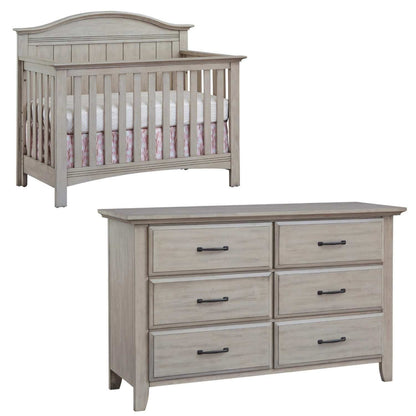 Soho Baby Chandler 2-Piece Nursery Set, 4-in-1 Crib + 6 Drawer Dresser, Stone Wash