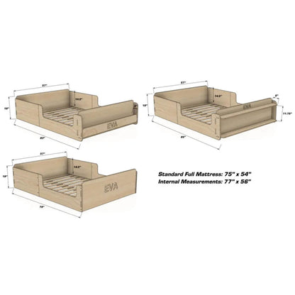 Bush Acres EVA- Floor Bed with mattress dimensions labeled on a white background