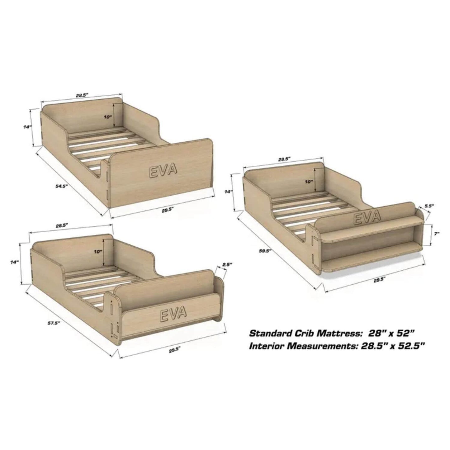 Dimensions and layout of Bush Acres EVA- Floor Bed