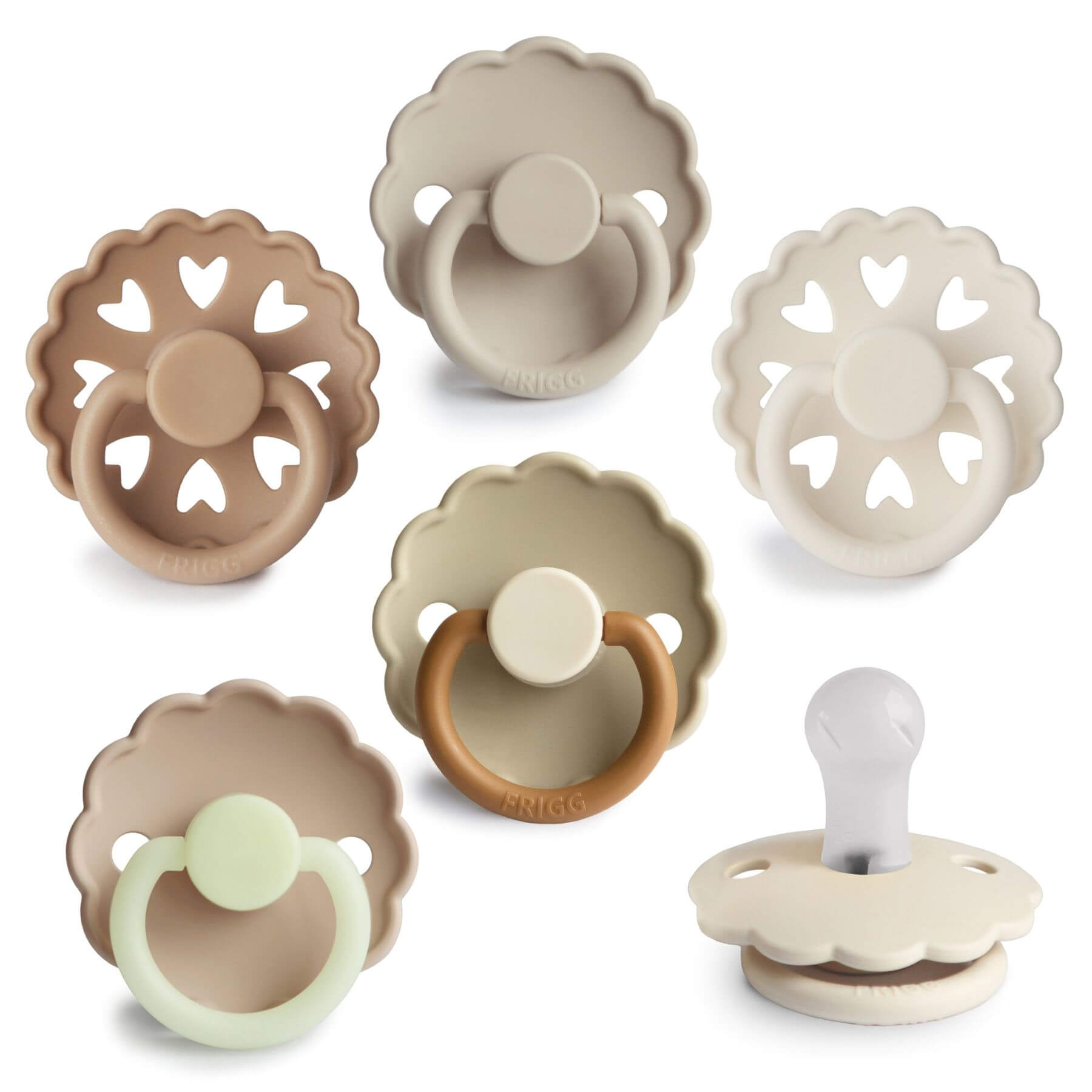 Mushie FRIGG Silicone Pacifier 6-Pack - Cinnamon