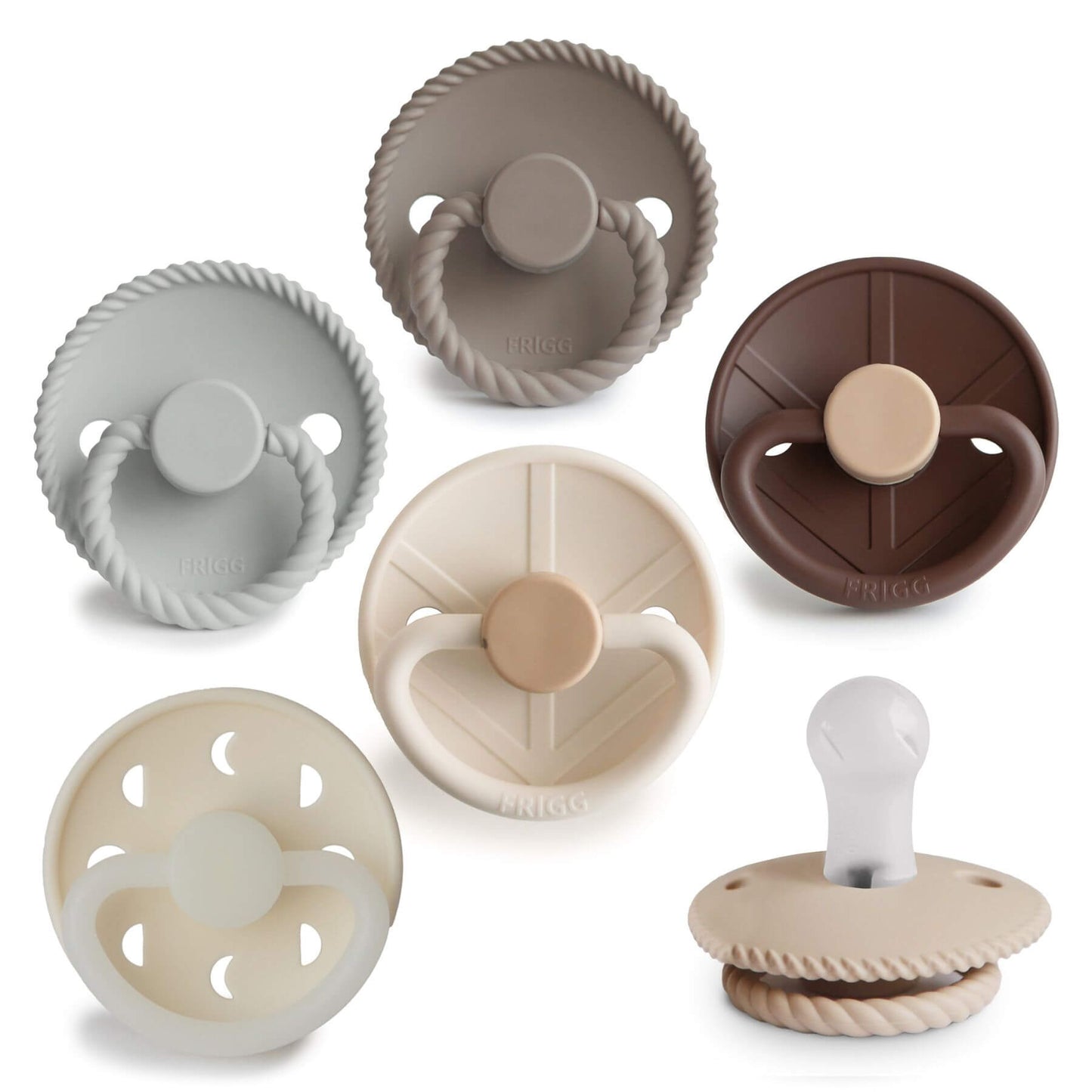 Mushie FRIGG Silicone Pacifier 6-Pack - Earthy