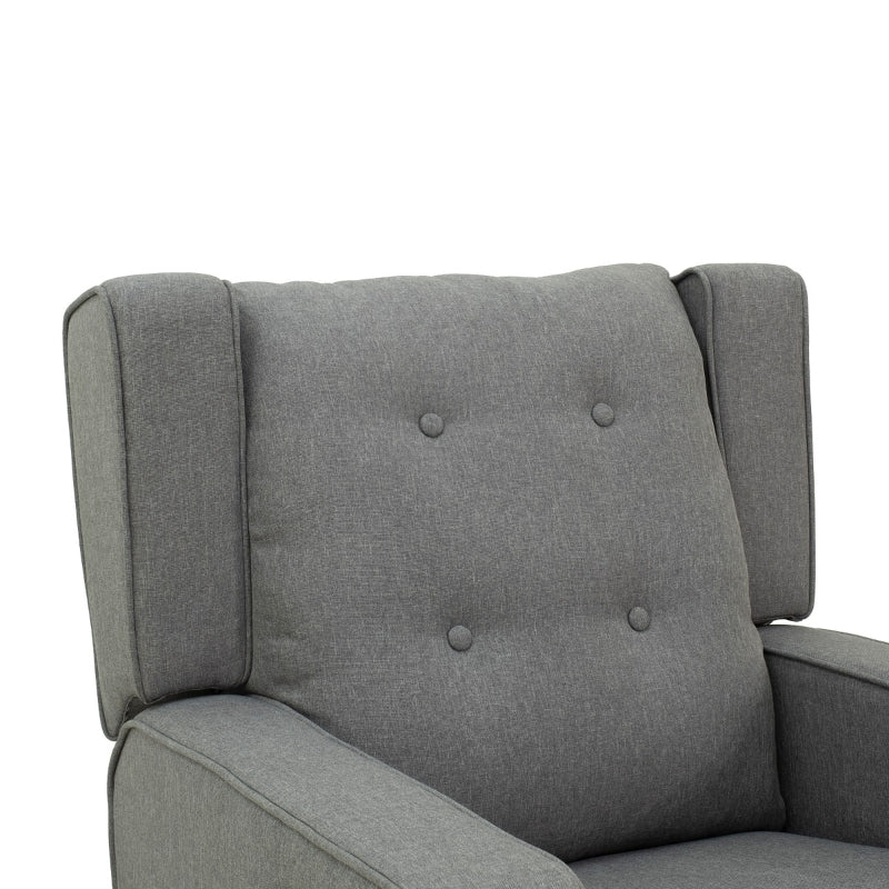 HOMCOM Nursery Recliner | Grey Linen Swivel Glider