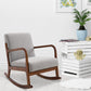 HOMCOM Upholstered Nursery Rocking Armchair | Wood Base & Linen Fabric Seat | Grey